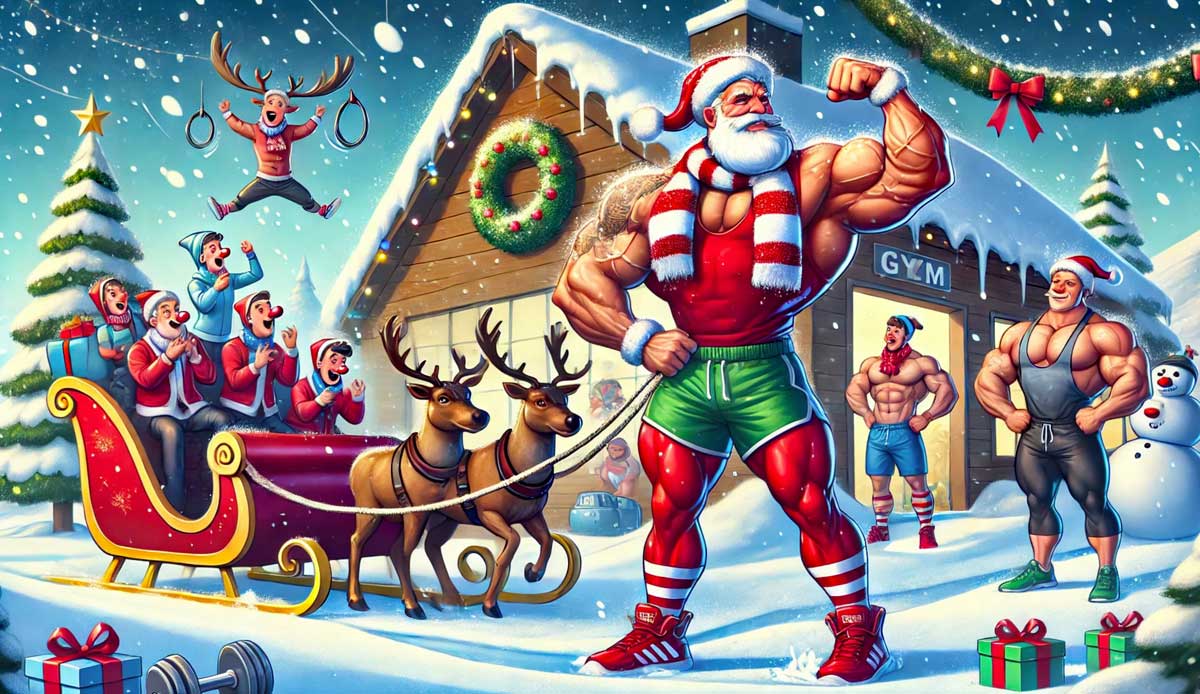 El Santa Claus Bodybuilder y el Schlitten Navideño