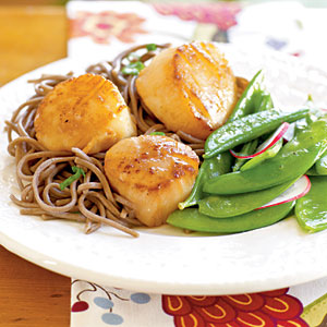 Soy Citrus Scallops with Soba Noodles
