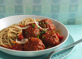 Spicy Parmesan Meatballs with Angel Hair Pasta