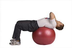 Modified Arms Crossed at Chest Crunch with Exercise Ball