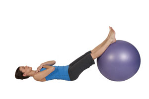Glute/Hamstring Bridge with Feet on Exercise Ball