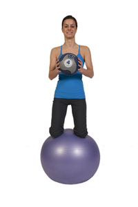 Medicine Ball Push-Out on Exercise Ball