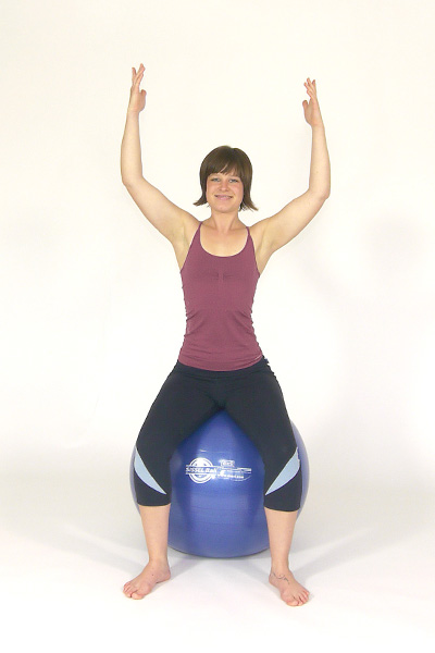 Side and Arm Stretch on the Exercise Ball