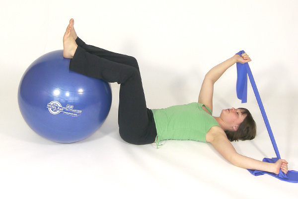 Abdominal Crossover Crunch with Exercise Band & Ball